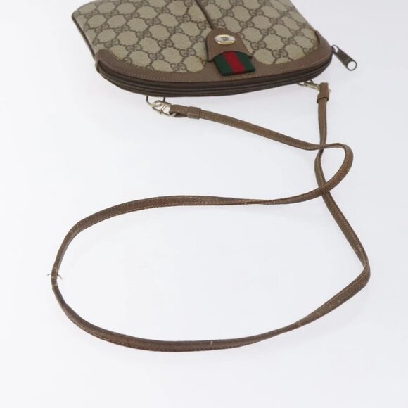 GUCCI GG Supreme Web Sherry Line Bag PVC Beige Gold 904 02 047 Auth 125707 - Picture 8 of 13